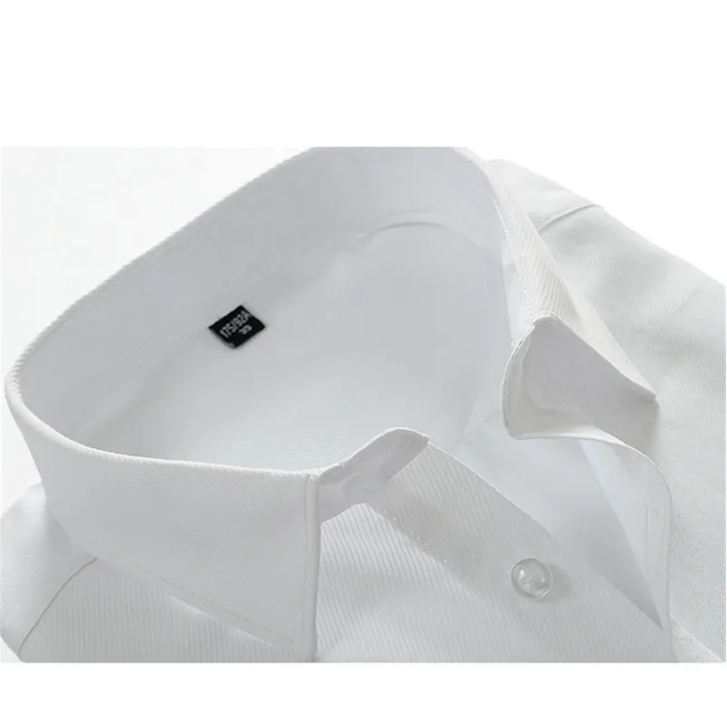 Quality Goods Business Men Shirt Solid Color Summer Shorts Sleeve White Men's Clothing Shirts Tops Plus Size Office OL | Мужская