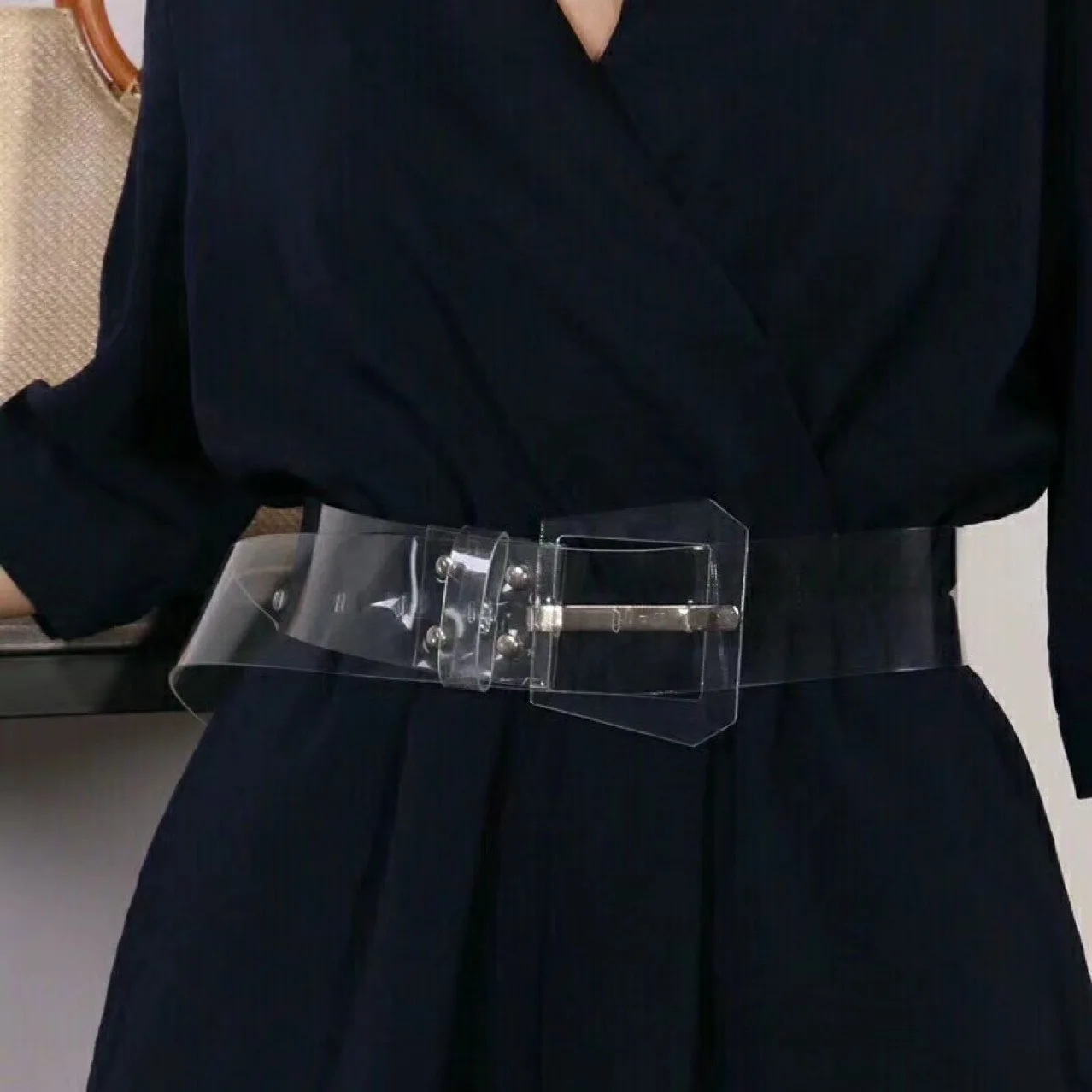 

Fashion version transparent belt irregular wide buckle needle buckle fajas reductoras de barriga dominatrix designer belts women
