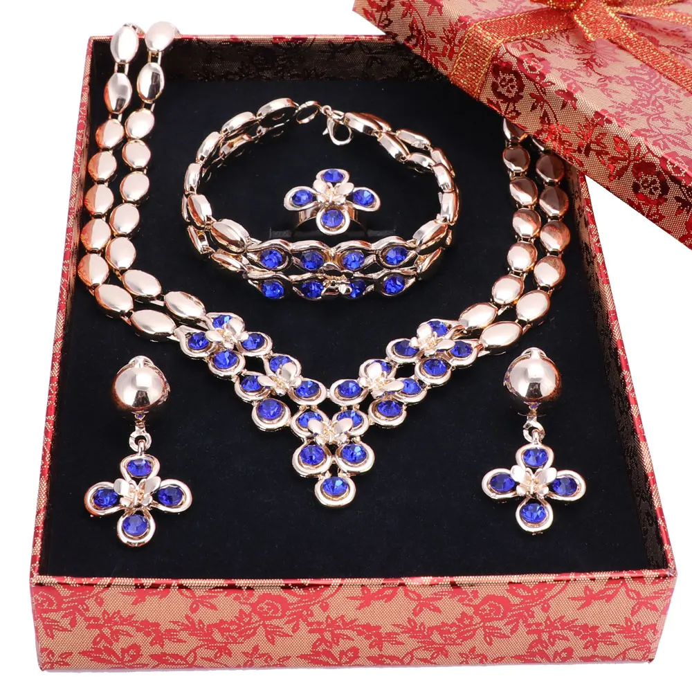 Ювелирные наборы с кристаллами для женщин ожерелье серьги браслет кольцо Африка