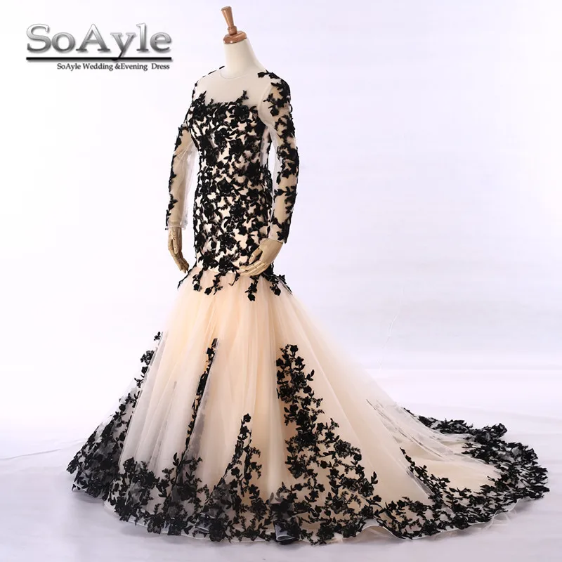 Женское свадебное платье с кружевной аппликацией SoAyle Длинное Красное Прозрачное