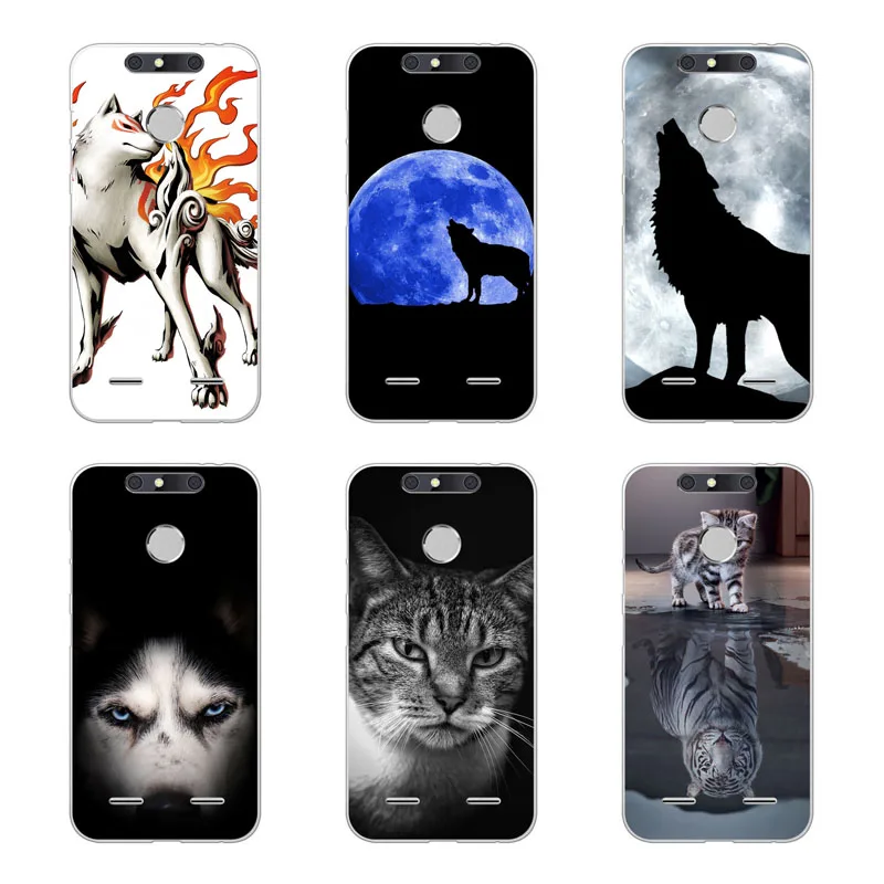 Чехол zte blade v8 lite силиконовый чехол с тигоном живопись животного мягкая задняя