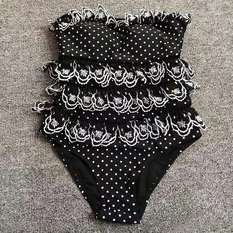 Сексуальный кружевной женский купальник с оборками Цельный Женский Монокини в