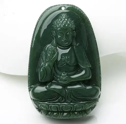 100% натуральный нефрит ручная резьба Sakyamuni Bodhisattva Ожерелье Кулон Будда оптовая