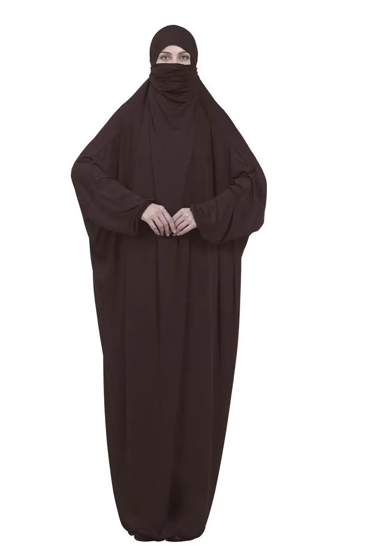 Ramadan Abaya Women Loose Bat Sleeve Burkha Khimar Dress Jilbab Islamic Salah Jellaba Prayer Long Robe Turkey Middle East - Цвет: Dark Coffee