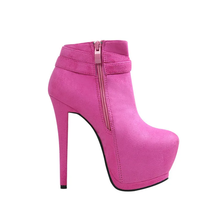 

Pink Winter Boots Women Shoes Spring New Suede Side Zipper 14CM High Heels Women Ankle Boots for Women Boots Womens Shoes Woman