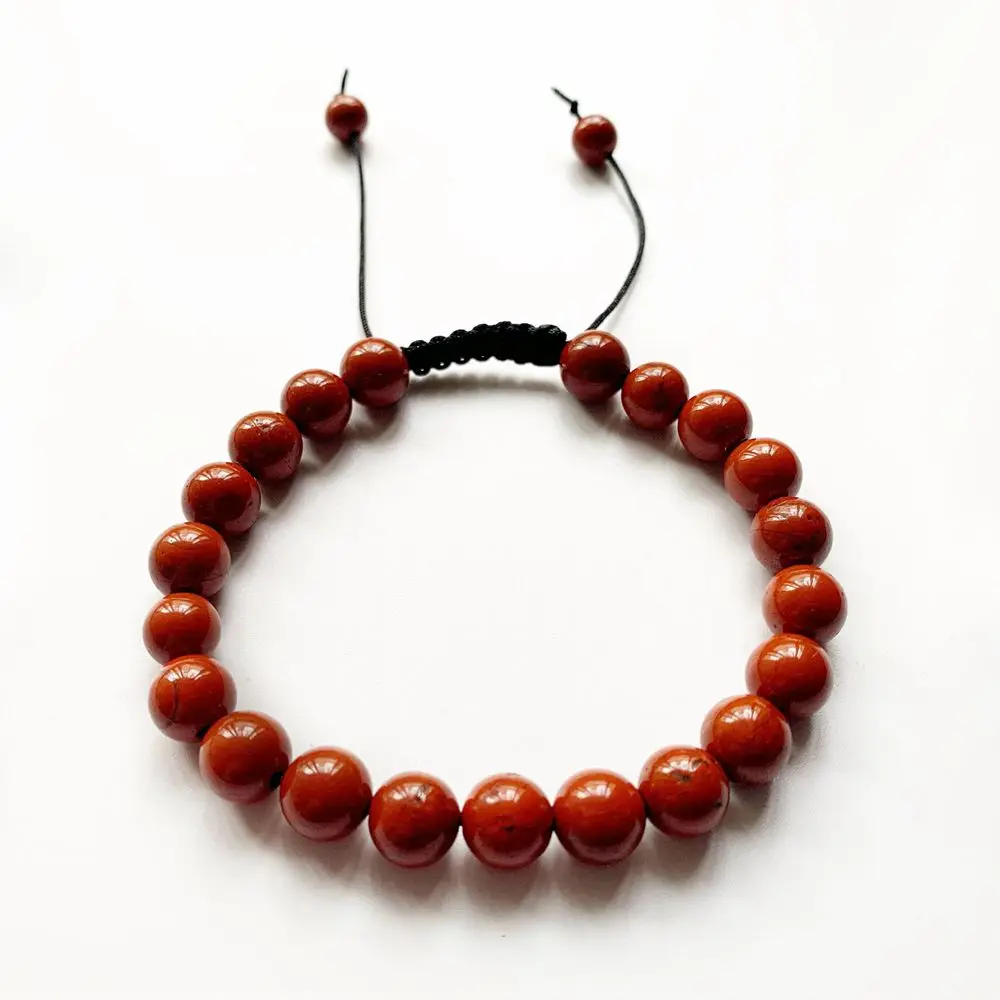 Bhuann 8mm Red Stone Natural Crystal Beads Stone Bracelet Reiki Chakra Energy Healing Bracelet Woman Man Handmade Jewelry