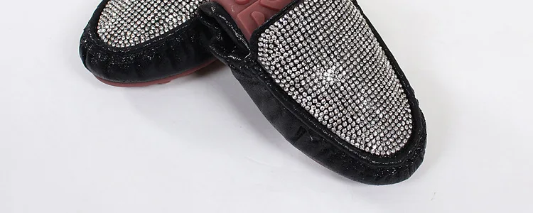 Spring Summer Flats Shoes Women Ballet Shoes For Women Casual Crystal Boat Shoes Slip On Soft Rhinestone Women Flats Plus Size