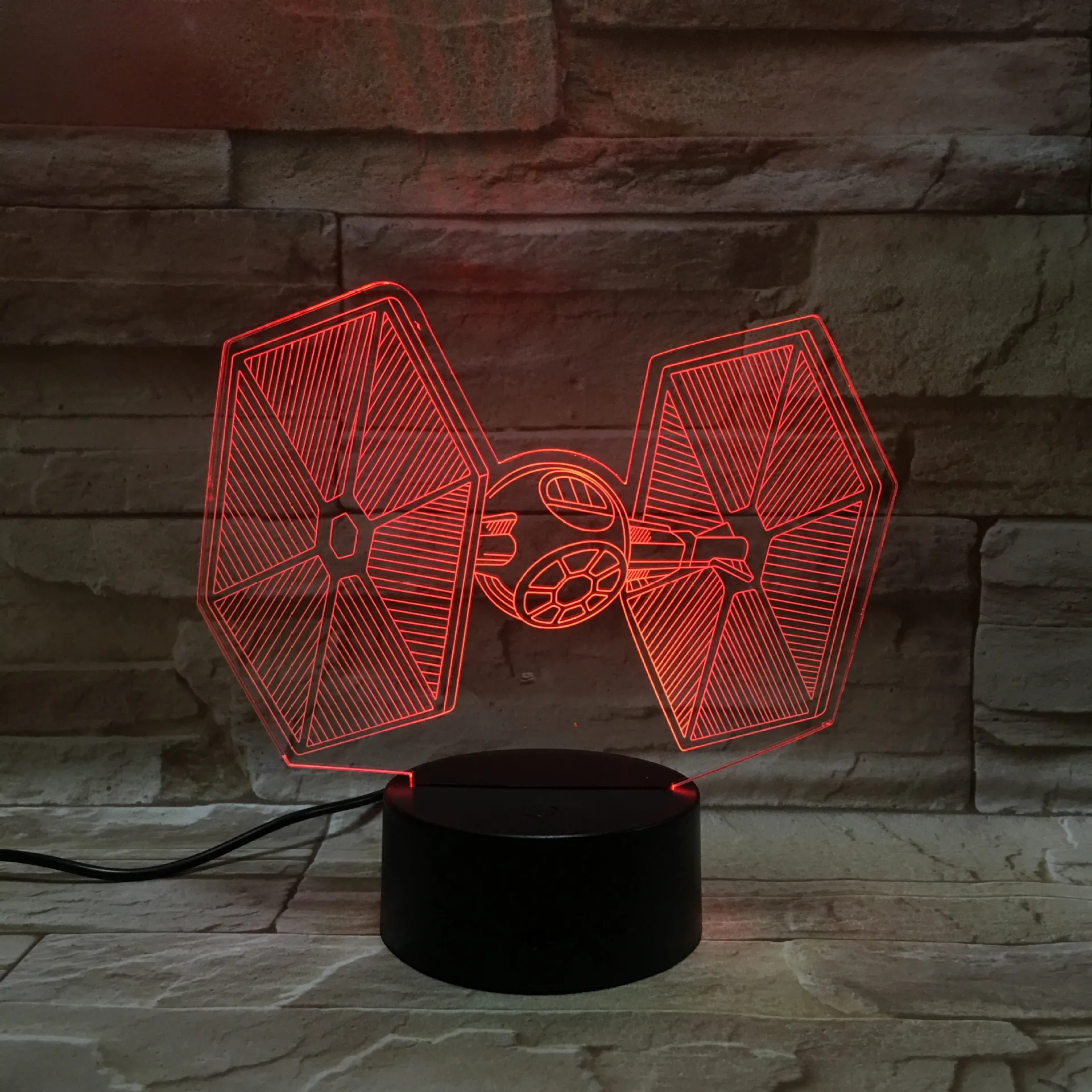 2019 Cool Fighter 3D Star Wars Tie LED Colorful Night Light Bedroom Halloween Decor 7 color changing touch table light | Лампы и