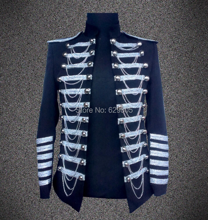 Мужская модная черная верхняя одежда женский костюм боди пальто певицы топ