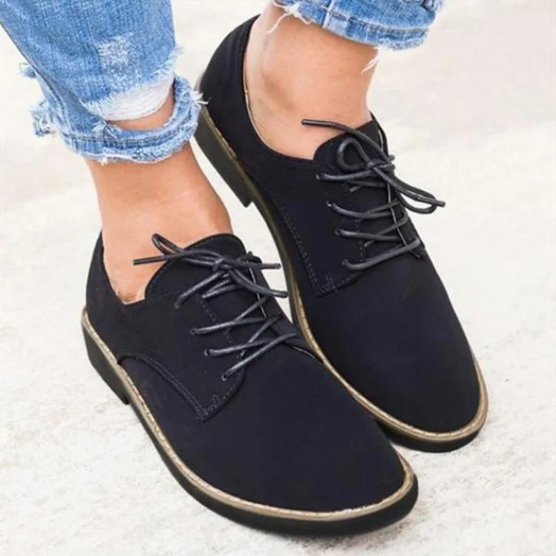 Женская обувь на плоской подошве из флока сезон весна-осень в стиле дерби женские