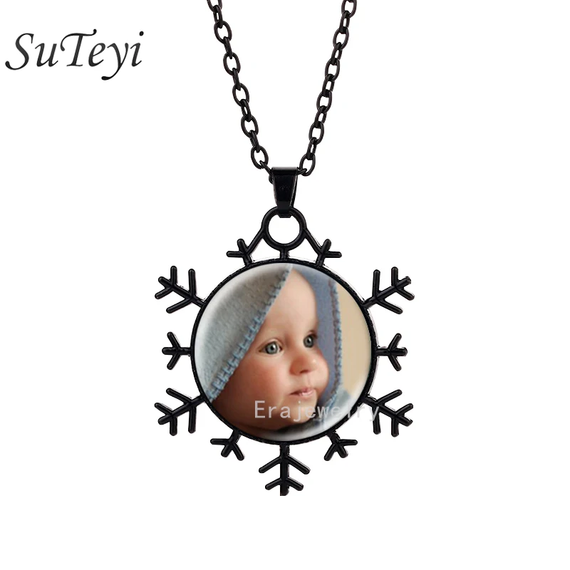 

PERSONALIZED PHOTO snowflake necklace Custom Necklace Photo of Your Baby Child Mom Dad Loved One Gift for Family Member Gift