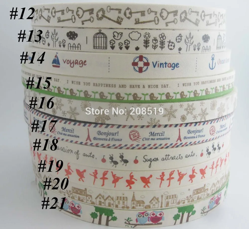 CR0004 45 designs Printed 15MM cotton Ribbons handmade 100% Cotton Fabric 24 Yards hand made scrapbooking Accessories | Дом и сад