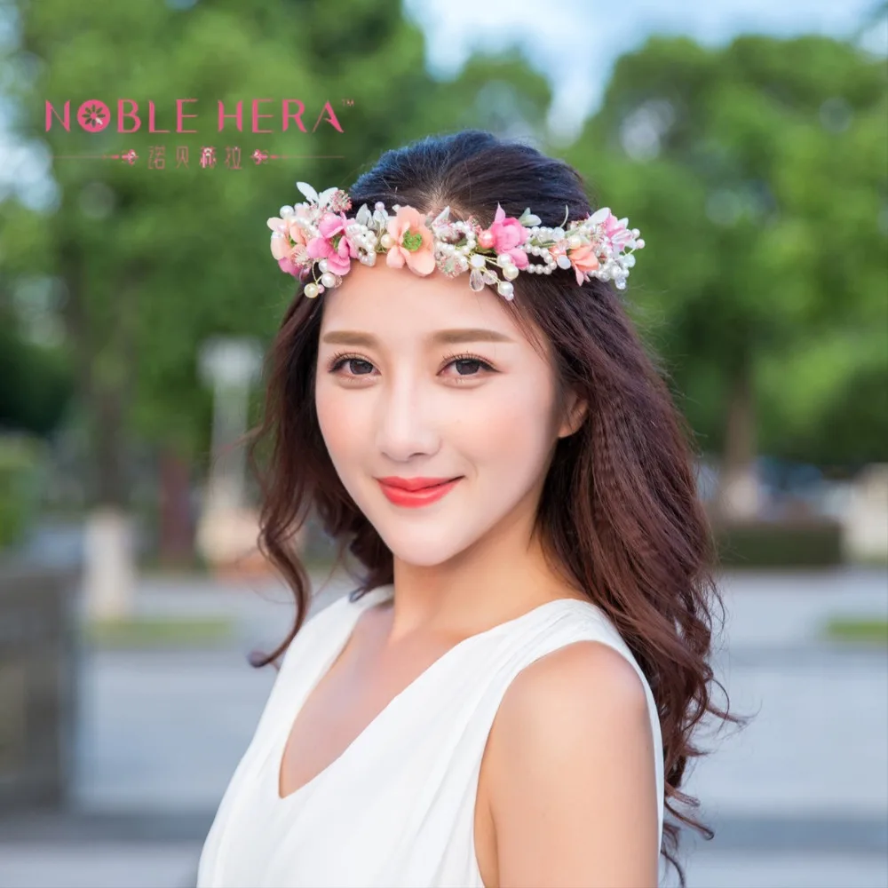 Повязка на голову для невесты свадебные бусины искусственные цветочные гирлянды