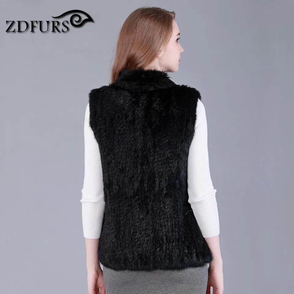 ZDFURS * Новый стиль ручной вязки кроличий мех жилет Классические Теплые wairstcoat