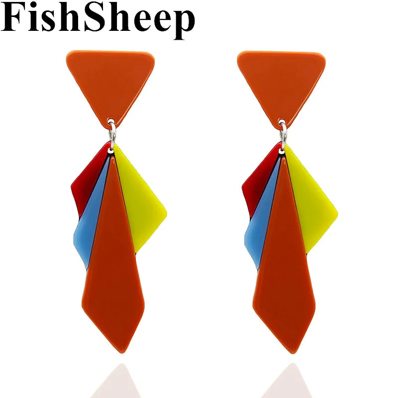 FishSheep, винтажные, Za, акриловые, круглые, большие, геометрические, висячие серьги для женщин, Черепаховые подвески,, ювелирный аксессуар