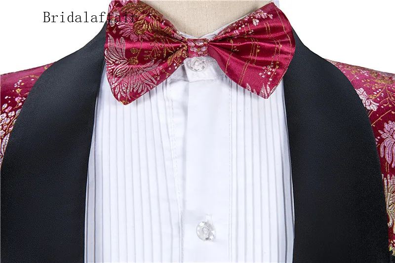 Элегантный дизайн Bridalaffair 2019 Fomral мужские костюмы из 3 частей формальный Красный
