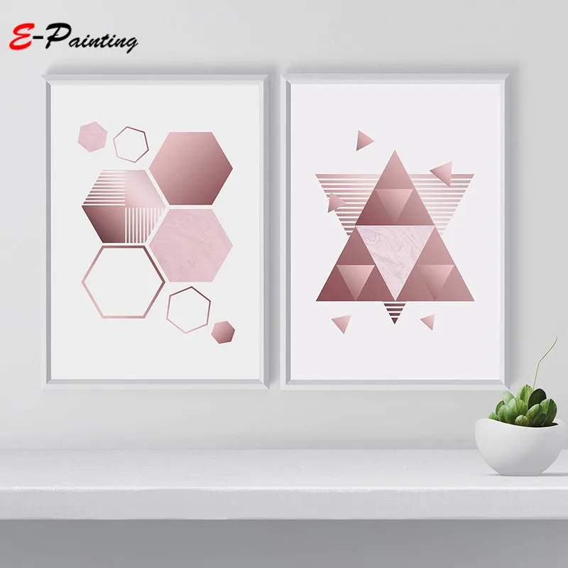 Nordic Pink Line Geometry Abstract Art Poster Canvas Painting Modern Minimalist Wall Picture For Living Room Home Decor