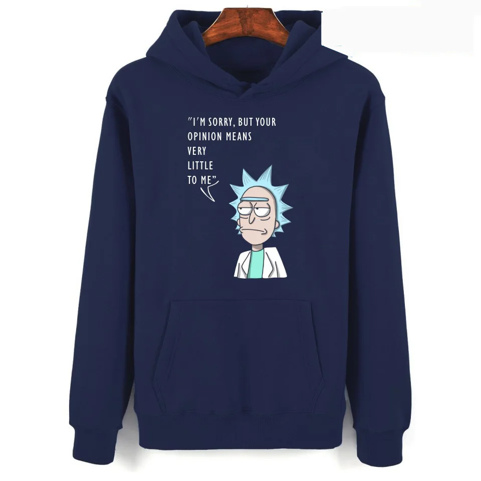 Rick and Morty/толстовки с героями мультфильмов; Лидер продаж; модные толстовки в стиле хип-хоп для мужчин и женщин; Повседневная Толстовка с круглым вырезом из полиэстера - Цвет: Dark blue