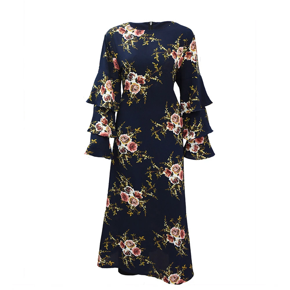 Осеннее женское Макси платье 2019 винтажное Элегантное Длинное Платье с принтом