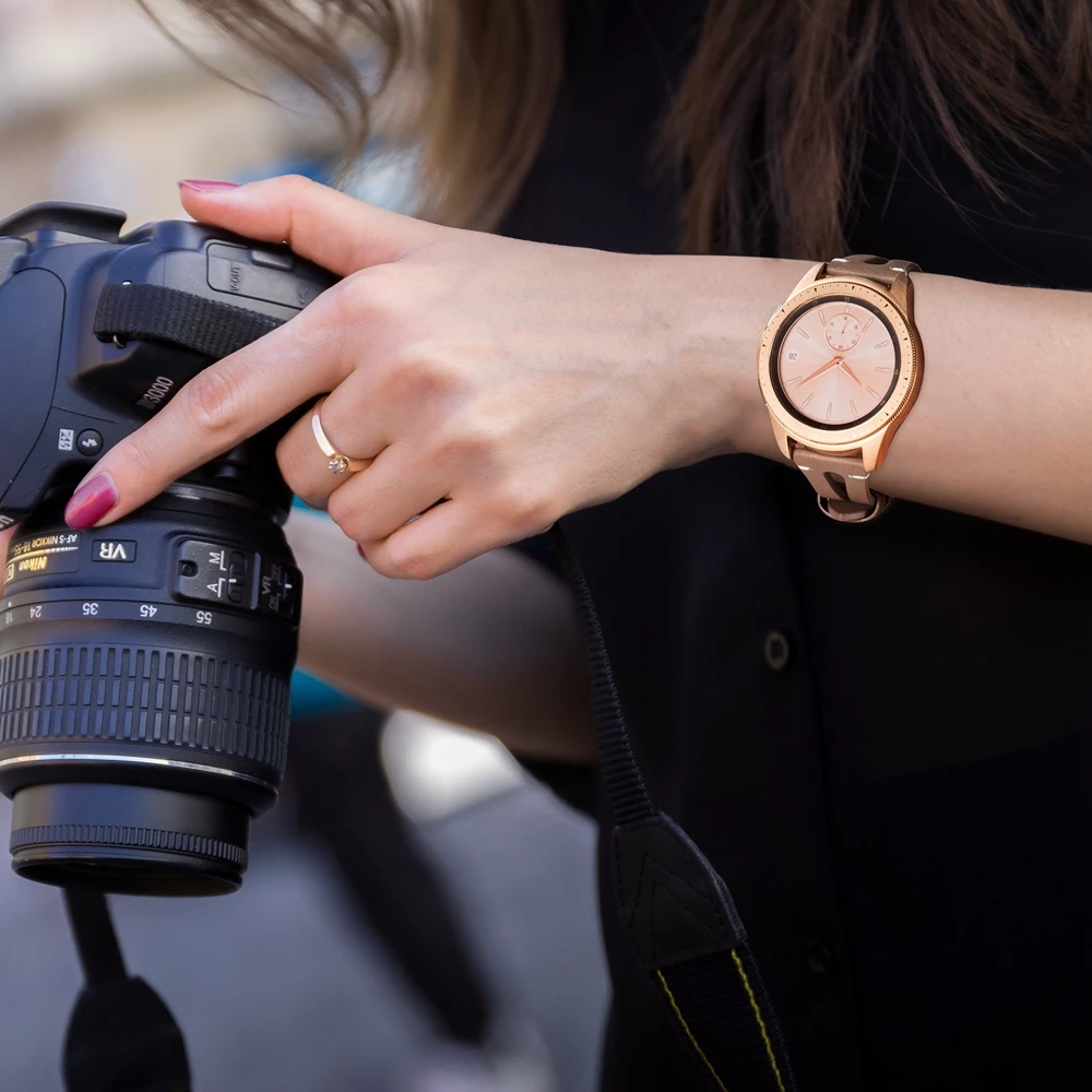 Модный кожаный ремешок для samsung Galaxy Watch 20 мм 22 мм ремешок из натуральной кожи браслет 2 упаковки для samsung gear S3 Frontier