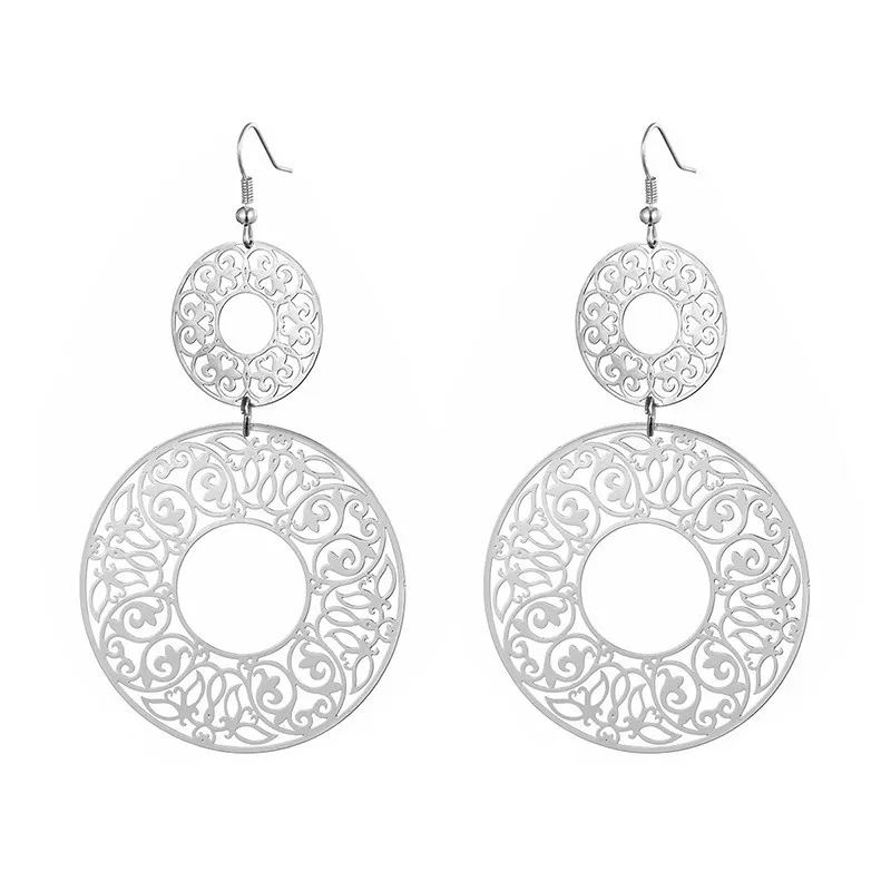 Крупные Золотые круглые Висячие серьги для женщин винтажные цветные большие