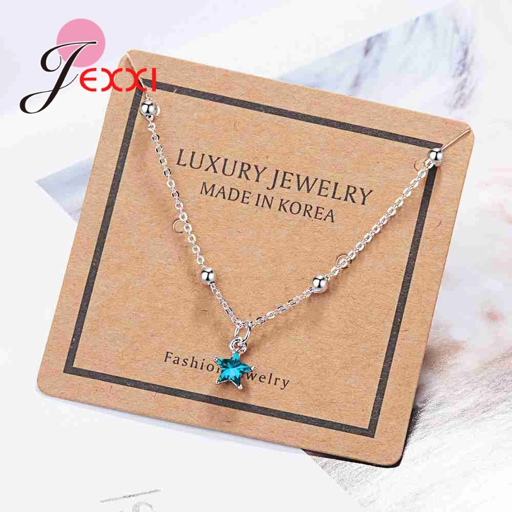 New Summer Elegent Simple Temperament Star 925 Sterling Silver Blue Cubic Zirconia Bracelet For Women Wedding Party Gift | Украшения и