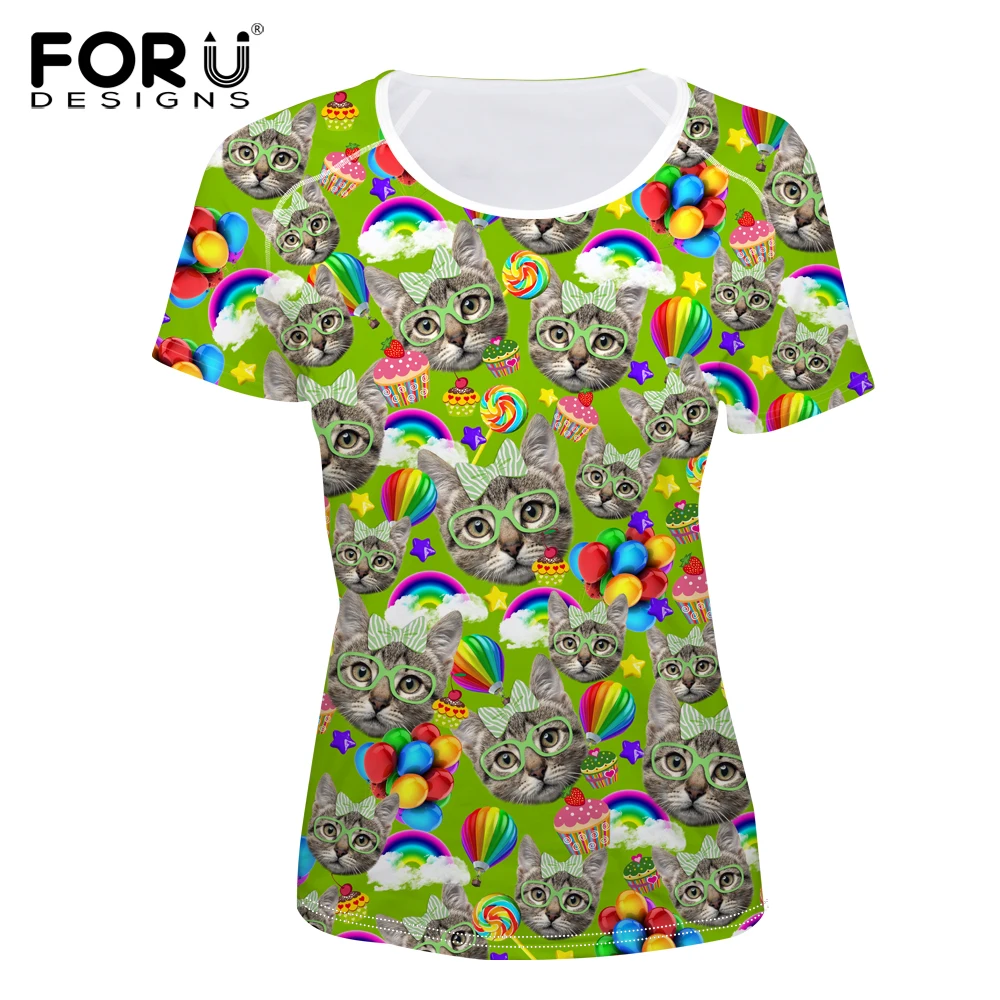 FORUDESIGNS/Высокое качество Лето Хлопок Tumblr футболка для женщин 3D принт повседневные