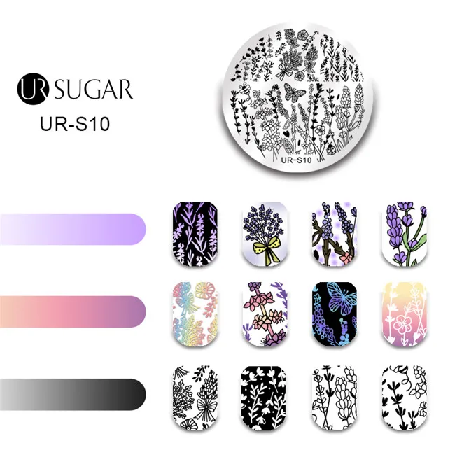 UR-S10 Ur Sugar с пасхальными кроличьими яйцами шаблон для штамповки ногтей в День дурака в апреле Цветочные весенние игрушечные растения для маникюра ногтевого дизайна Сделай Сам тарелка - Цвет: UR-S10