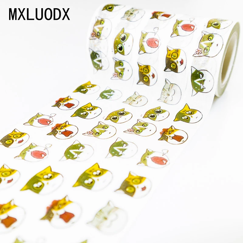Набор клейких лент для маскировки васи цветные узоры головы кошки клейкая бумага