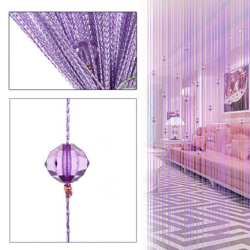 Purple Акриловые линии кисточки для занавесок муха насекомое делитель занавески s для гостиной окна романтические струнные Бусины Декор cortinas 6 цветов - Цвет: Purple