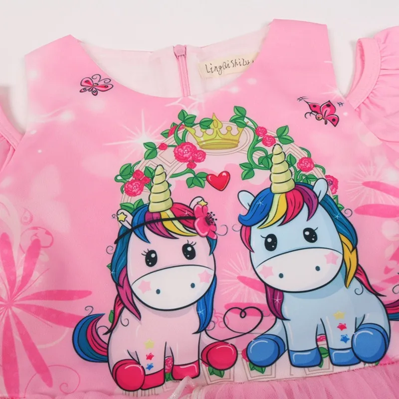 

2019 Halloween Kids Dress Girls Rainbow Cartoon Unicorn Dress Cosplay Party Princess Dresses Baby Unicornio Dresses For Girl