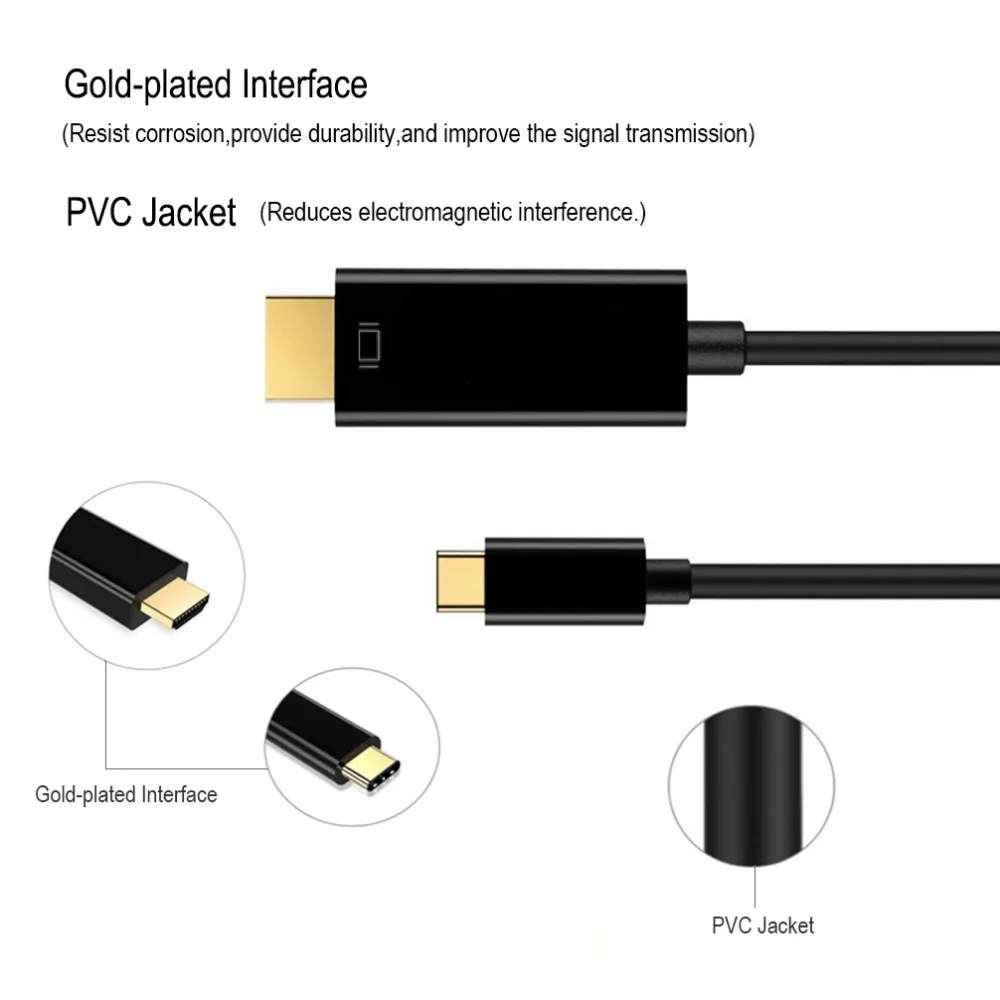 Wearpai USB C к HDMI 6 футов type 4 K кабель Thunderbolt 3 совместимый DP Alt режим для MacBook/MacBook Pro/XPS 1 8