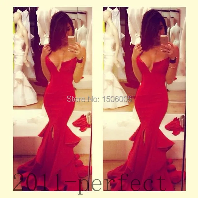 

Red Tiers Mermaid Sweetheart Neck Sleeveless Sexy Prom Dresses Evening Gowns 2015 Sleeveless Floor-Length New Party Gowns AX003
