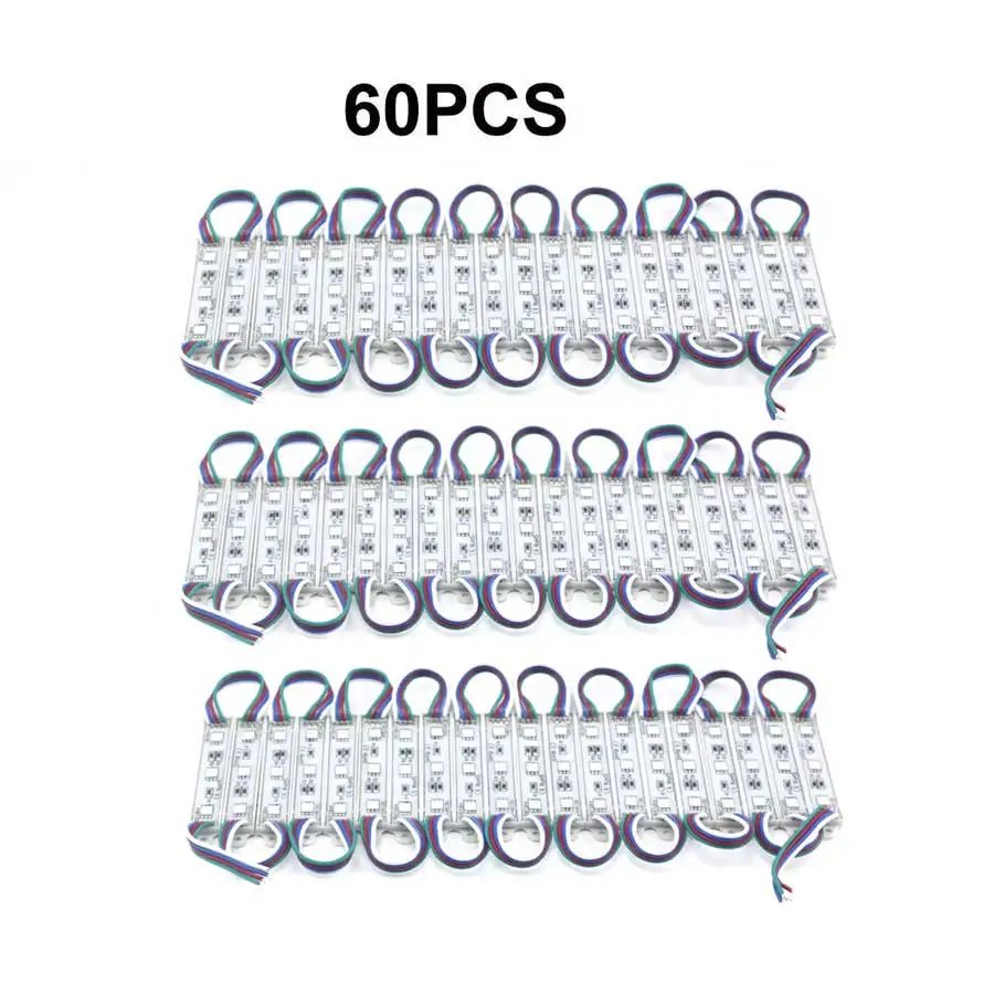 60PCS SMD 5050 Светодиодный модуль 3 светодиодный DC12V Водонепроницаемый IP65 Магазин Реклама на окнах знак ленточный светильник лампа модули огни RGB Цвет - Цвет: 60PCS