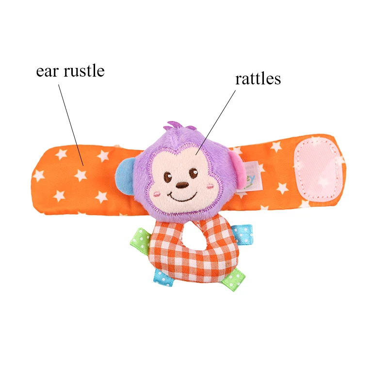 

Baby rattle toys 2pcs Infant Kids Socks Rattle Toys Animal Cute Cartoon 0~24 Months Newborn Watch