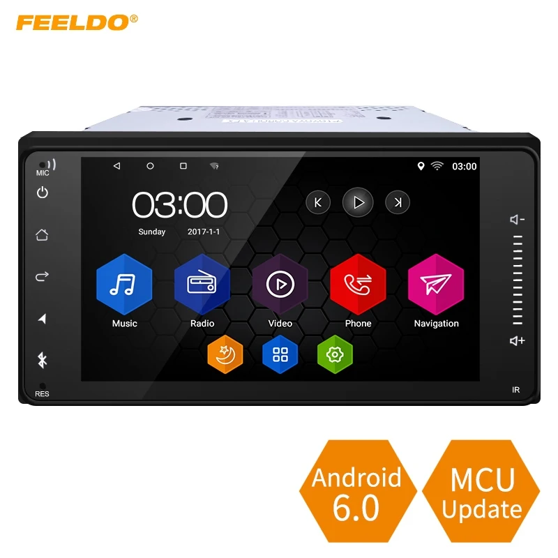 FEELDO 7 &quotкороткий чехол Android 6 0 Автомобильный медиаплеер с GPS Navi Радио для Toyota