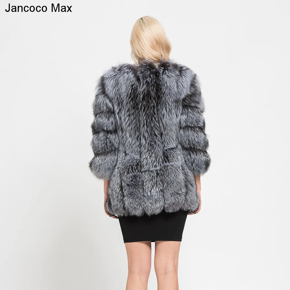 Jancoco Max Lady модное зимнее теплое длинное пальто из натурального Лисьего меха, женская верхняя одежда из натурального меха, Новое поступление S7152