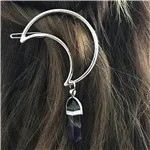 Amethyst Модный Натуральный Камень кварцевый кристалл полумесяц волосы Шарм заколки для волос для женщин пуля шпилька голова носить Подарки для женщин Горячая - Metal color: Amethyst