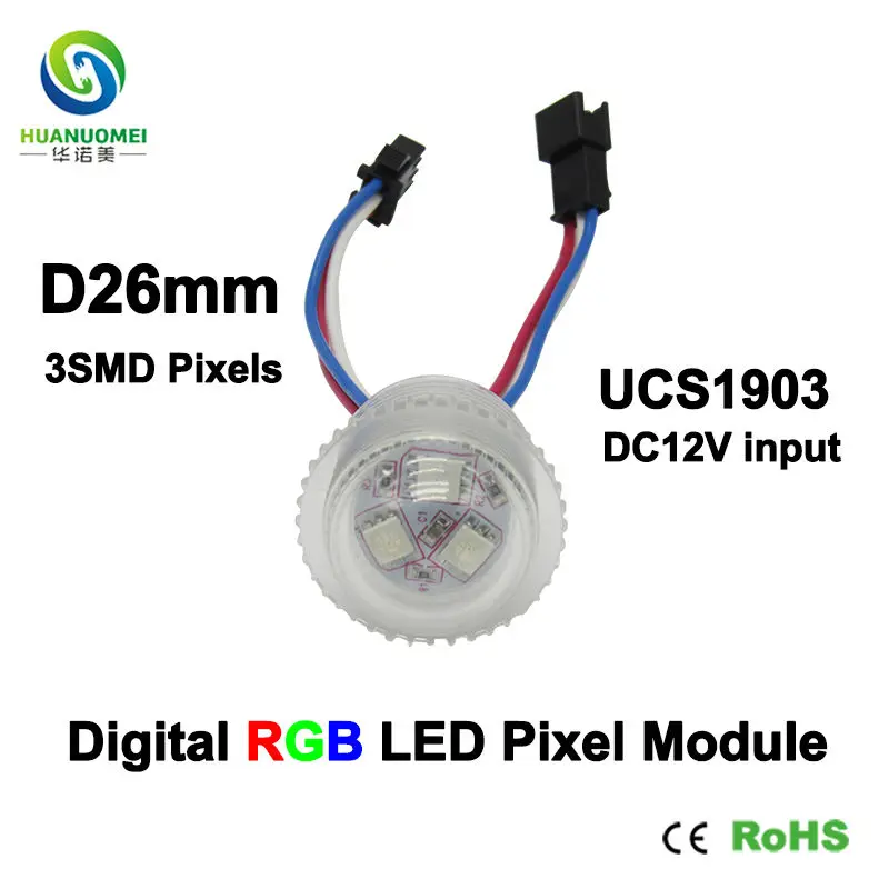 Полноцветная светодиодная лампа UCS1903 26 мм пикселей 3 светодиода s 5050 smd rgb для