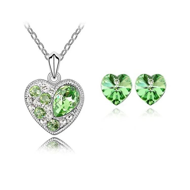 Оптовые продажи Австрийский Кристалл Ювелирные наборы подвески в форме сердца