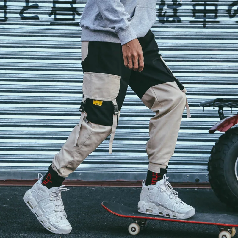 Брюки карго мужские составного кроя с карманами на завязках|pants slacks|casual joggersmens casual