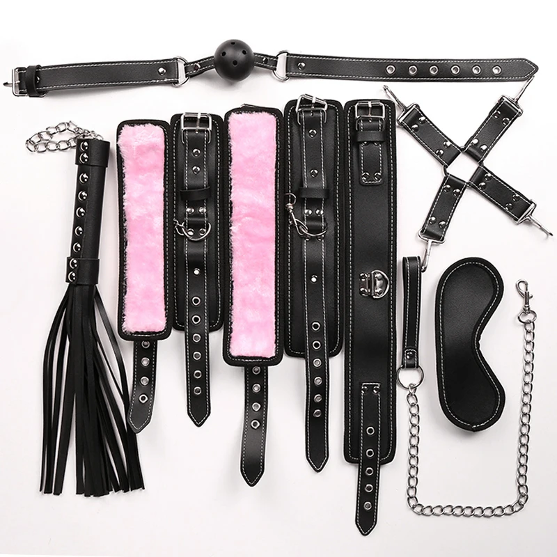 8 шт./компл. сексуальное нижнее белье искусственная кожа BDSM набор для связывания