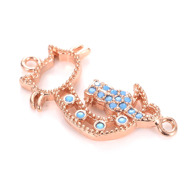 Neovivi Hollow Cat Charms Pave Blue Micro Cubic Zircon Copper Animal Charm for Bracelets Necklace Jewelry Making DIY Accessories | Украшения