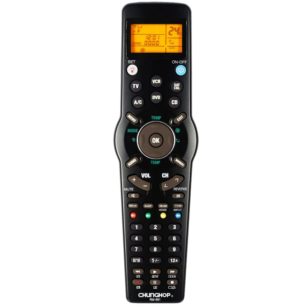 

6 in 1 RM-991 Universal Remote Control Learning Copy Code Set for TV/SAT/DVD/CBL/CD/AC/VCR with Backlight CHUNGHOP