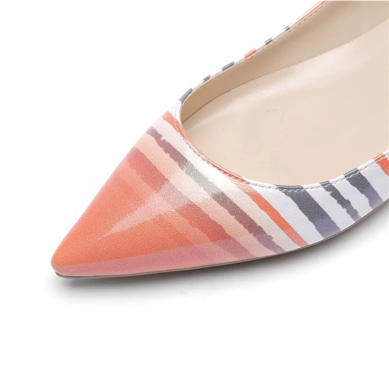 Женские балетки в полоску COCOAFOAL зеленые на плоской платформе с острым носком