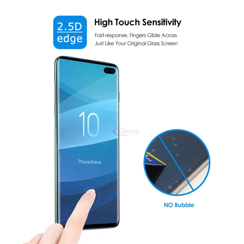Qosea 10 шт закаленное стекло для экрана телефона протектор Samsung Galaxy S10 S10E 9H 4D полное