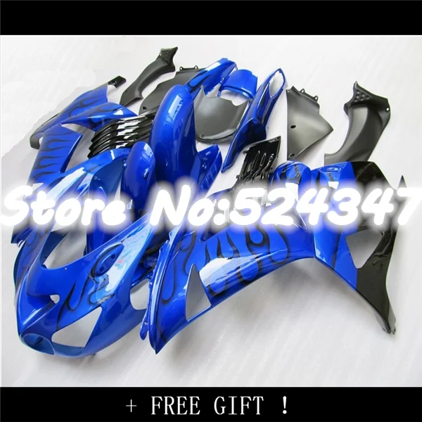 

Black flame blue Fairing kits FOR KAWASAKI NINJA ZX-14R ZZ-R1400 06-09 ZZR1400 ZX 14R 06 07 08 09 ZX 14R 2006 2007 2008 2009 ABS