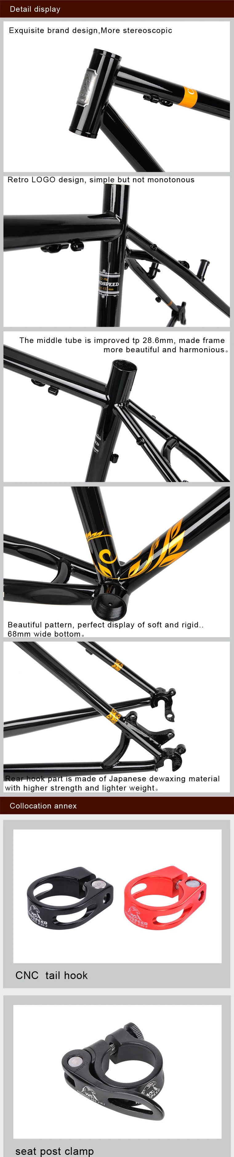 Windspeed CR-9 MTB рама вилка 26 ''диск+ V тормоз CR-MO сталь 4130 горный велосипед рама