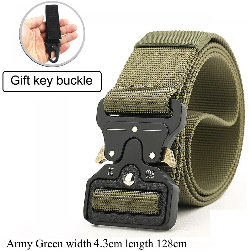 green 4.3cm Na ja, автоматическая пряжка, нейлоновый ремень, мужской армейский тактический ремень, мужской военный пояс, Холщовый широкий пояс-шарф, ремень, тренировочный боевой - Цвет: green 4.3cm