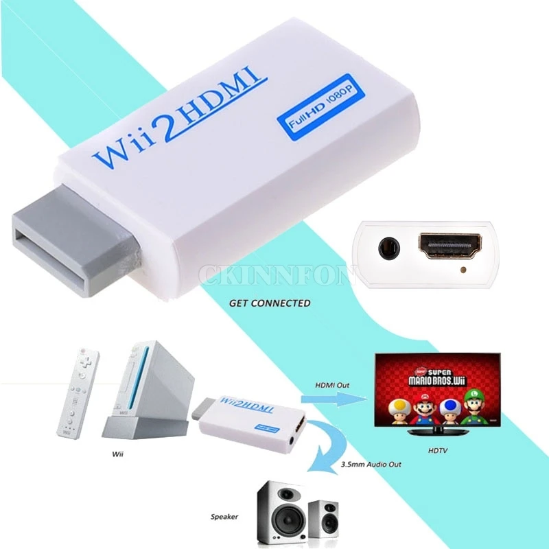 

100Pcs/Lot For Wii to HDMI-compatible 480p Converter Adapter Wii2 HDMI-compatible 3.5mm Audio Box Wii-link (Size: 3.5mm)